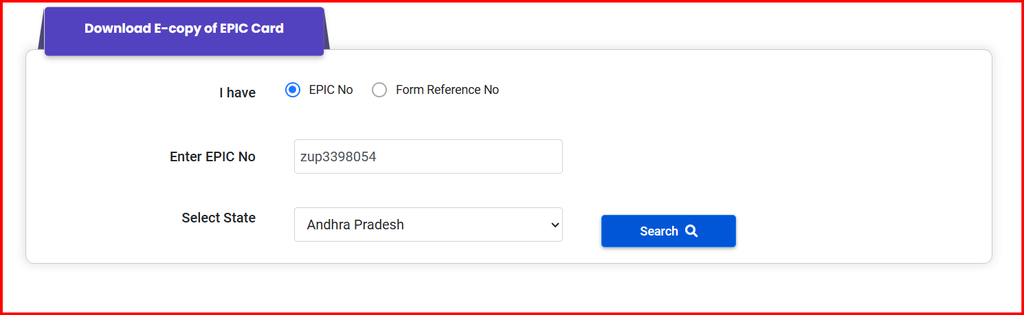 Voter ID Card Online Download Process 2026: e-EPIC PDF ఇలా డౌన్లోడ్ చేసుకోండి 4 Election Portal Epic Card Number Enter Page