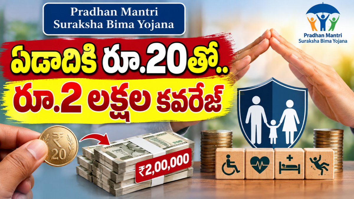 PMSBY Scheme ద్వారా రూ.20 ప్రీమియంతో రూ.2 లక్షల ప్రమాద బీమా వివరాలు