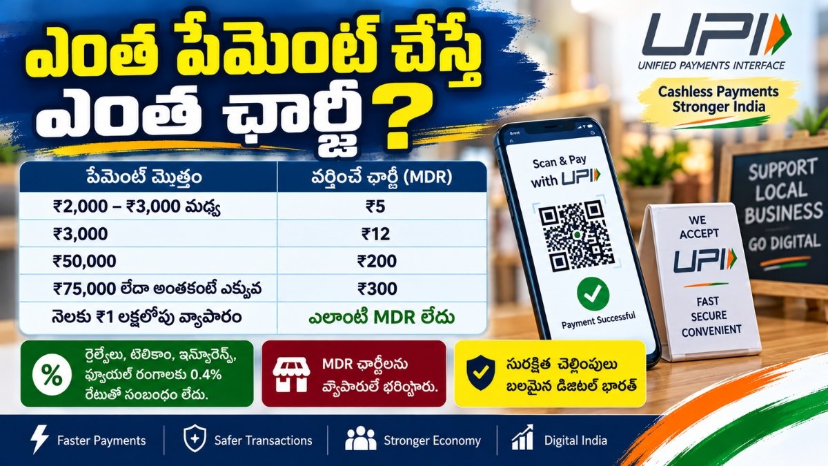 UPI Payment Charges 2026 – వ్యాపారుల UPI పేమెంట్ ఛార్జీలు