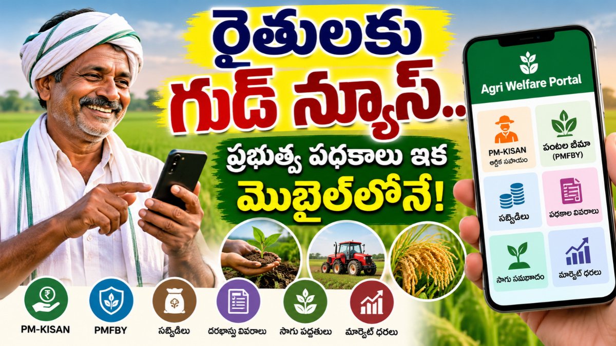 Agri Welfare Portal for Farmers ద్వారా రైతులు మొబైల్లో ప్రభుత్వ పథకాల వివరాలు తెలుసుకోవడం