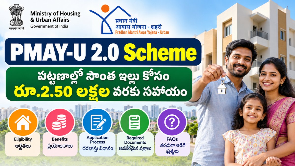 PMAY-U 2.0 పట్టణ గృహ పథకం అర్హతలు, దరఖాస్తు వివరాలు