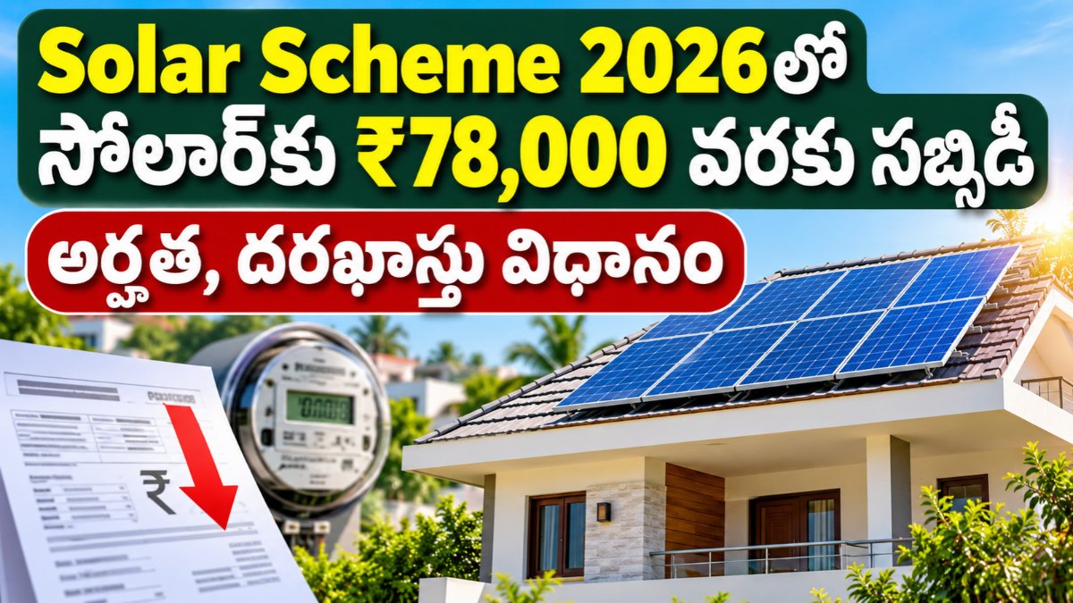 Solar Scheme 2026లో సోలార్‌కు ₹78,000 వరకు సబ్సిడీ